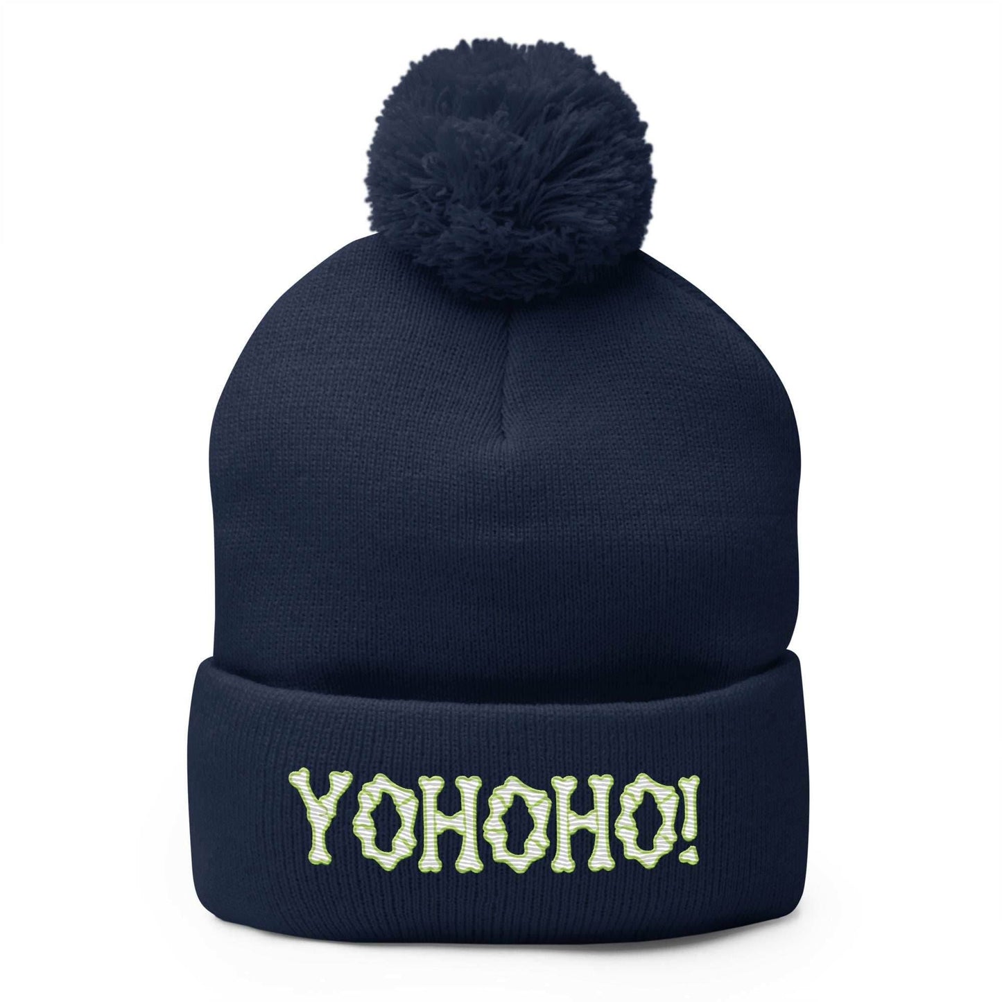 Yohoho Brook Embroidered Unisex Anime Pom-Pom Beanie - Navy