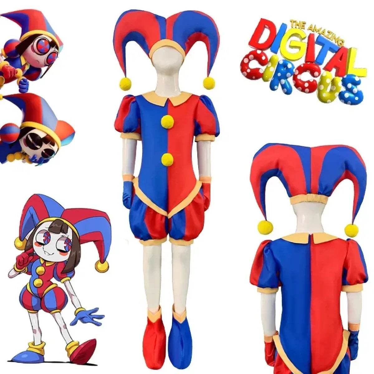 Pomni Cosplay Costume – The Amazing Digital Circus Jumpsuit and Hat - Pomni A / 120cm