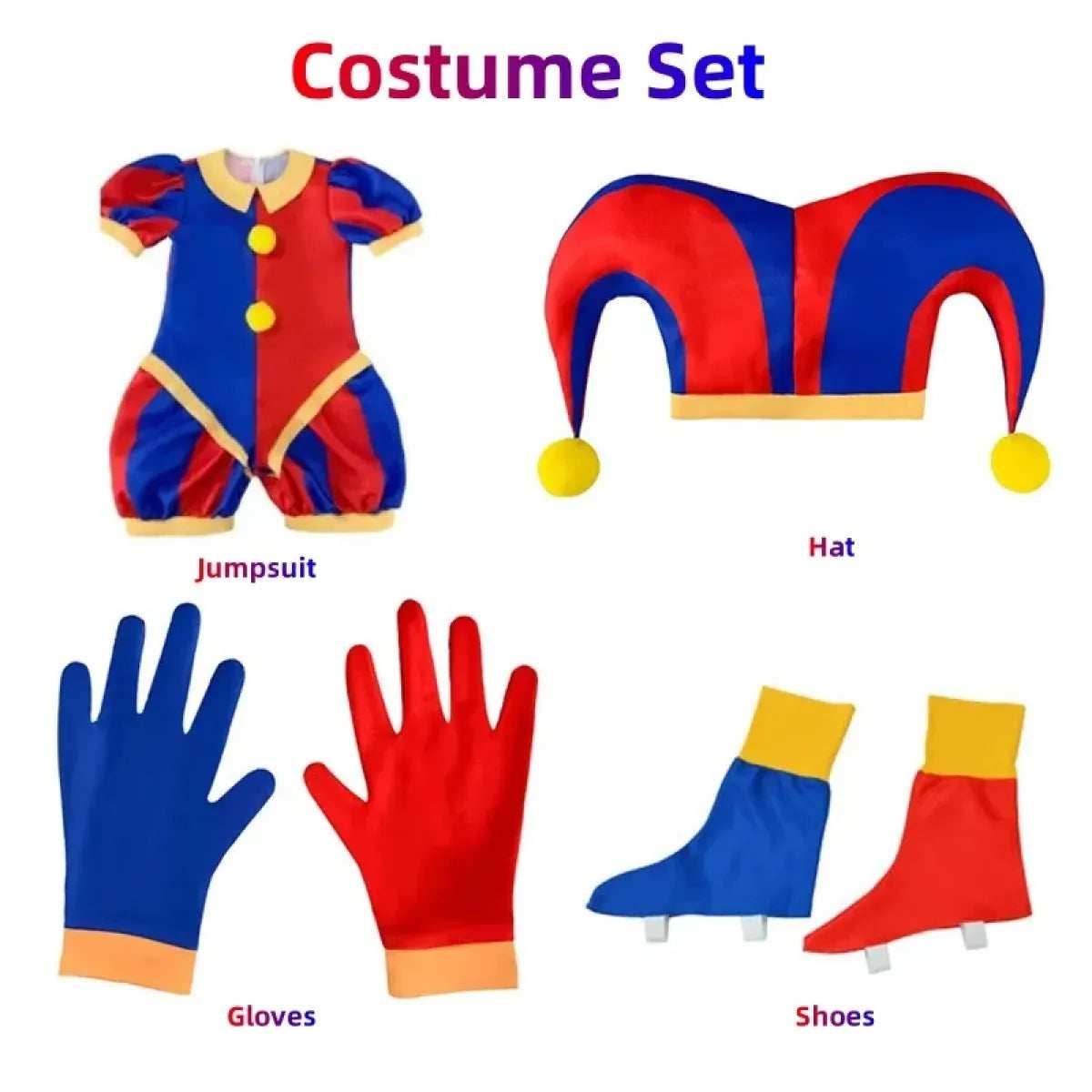 Pomni Cosplay Costume – The Amazing Digital Circus Jumpsuit and Hat - Pomni A / 120cm