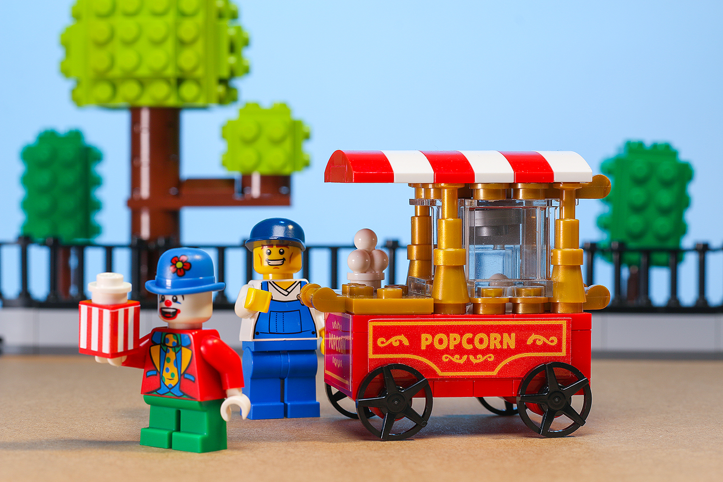 Popcorn Vending Cart Building Set made using LEGO parts