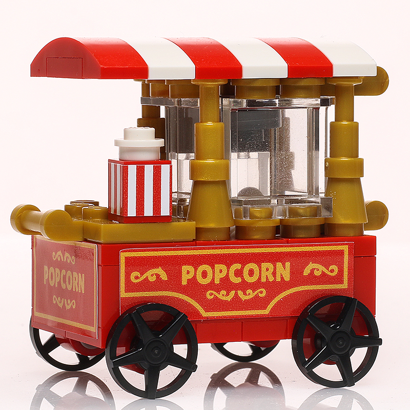 Popcorn Vending Cart Building Set made using LEGO parts