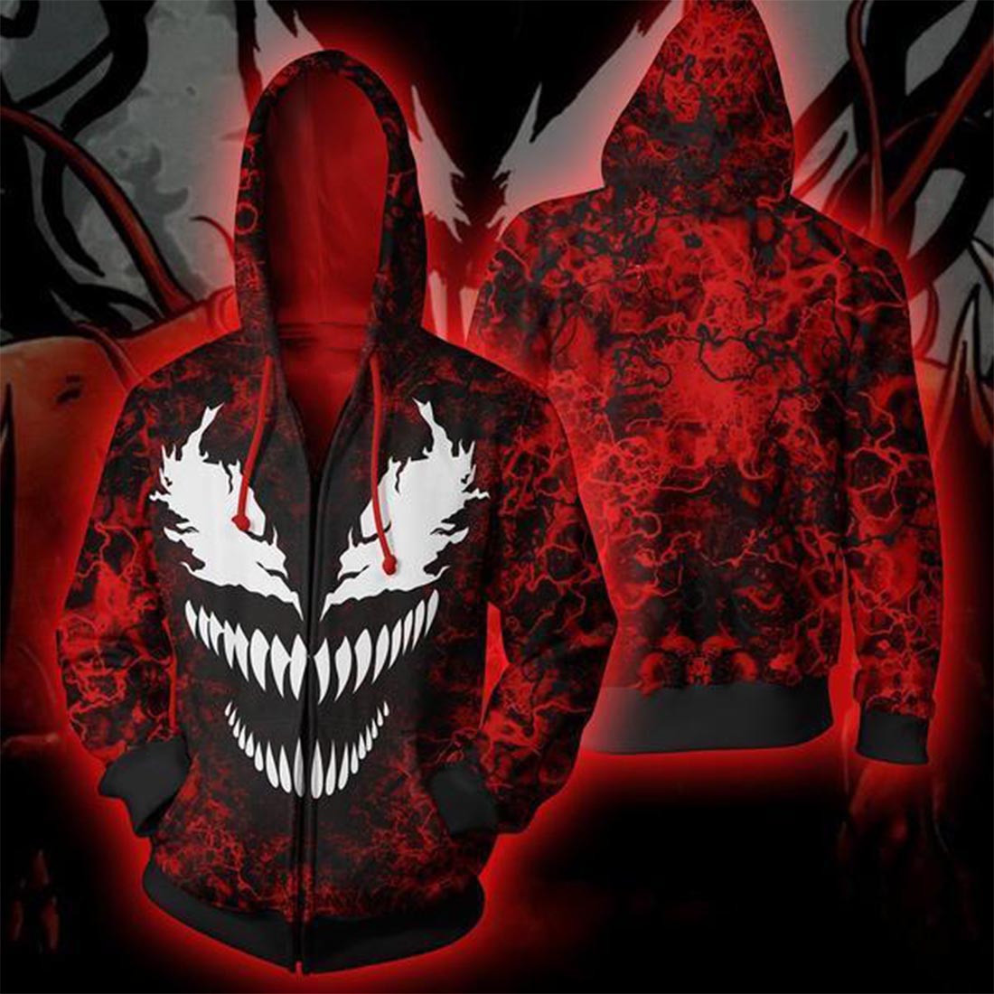 Popular Marvel movie venom 3D Printed Hoodies Men Women Spiderman Hooded Sweatshirts hip hop Zipper Pocket Jackets