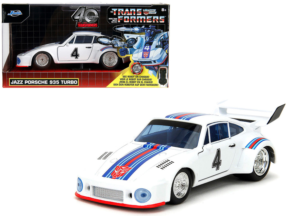 Porsche 935 Turbo #4 "Jazz" White with Blue and Red Stripes "Transformers" "Hollywood Rides" Series 1/32 Diecast Model Car by Jada