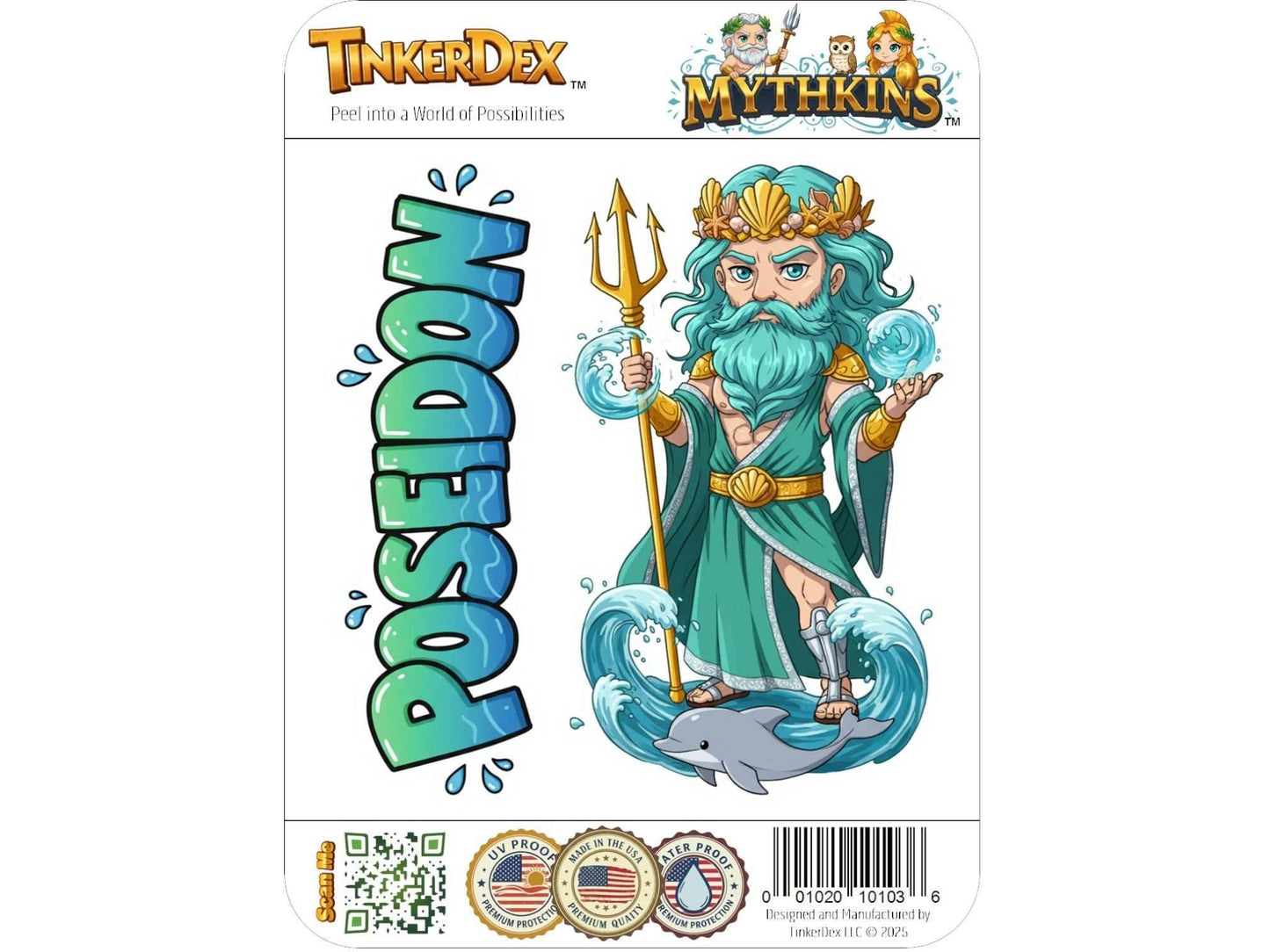 Poseidon Ennosigaios Mythkins™ Vinyl Sticker – Greek God of the Sea and Earthquakes | Waterproof & UV-Proof - Sticker / Mini
