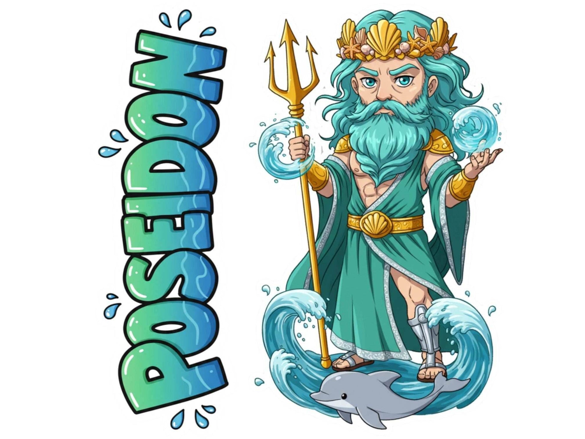 Poseidon Ennosigaios Mythkins™ Vinyl Sticker – Greek God of the Sea and Earthquakes | Waterproof & UV-Proof - Sticker / Mini