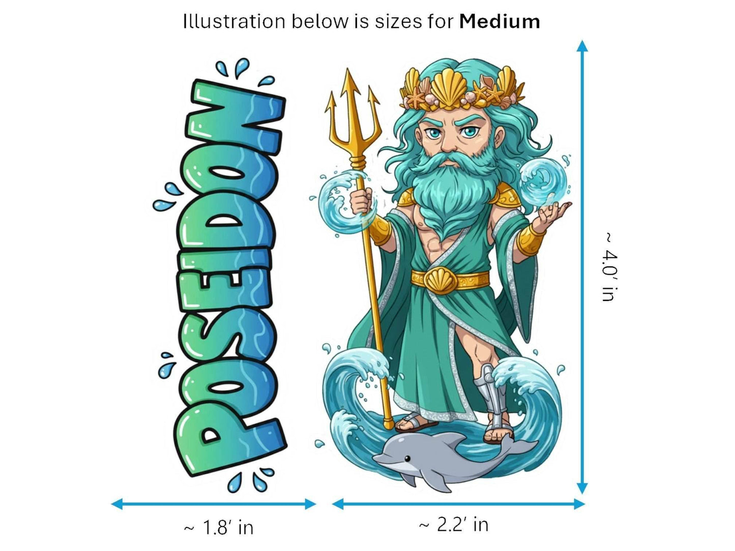 Poseidon Ennosigaios Mythkins™ Vinyl Sticker – Greek God of the Sea and Earthquakes | Waterproof & UV-Proof - Sticker / Medium