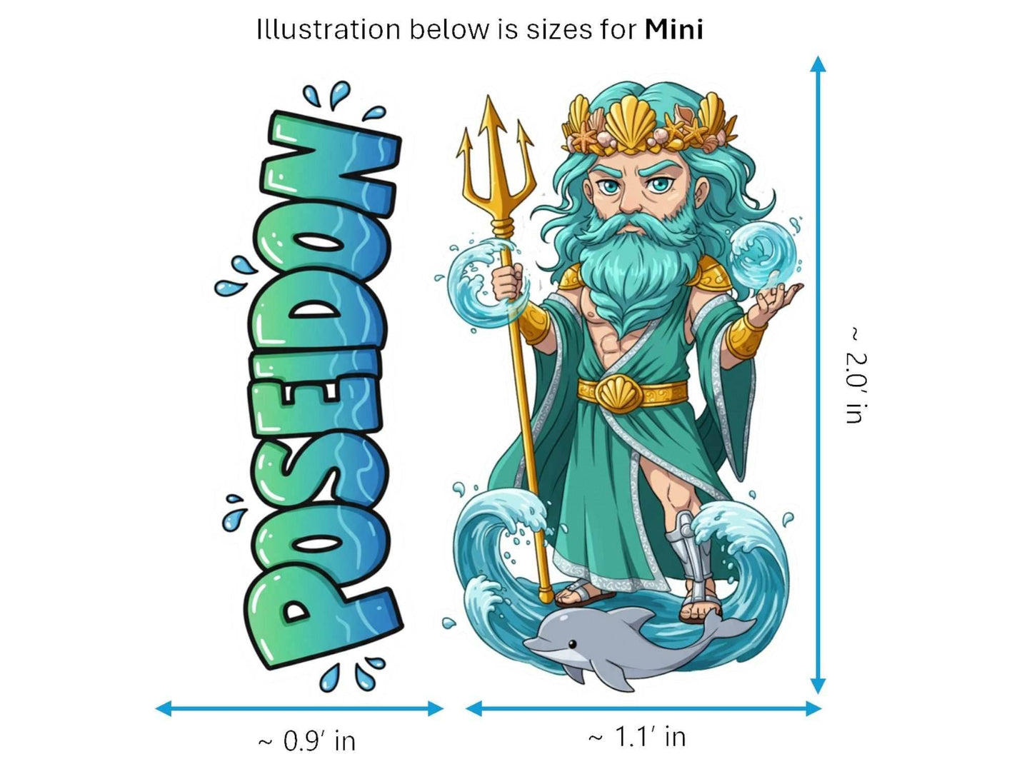Poseidon Ennosigaios Mythkins™ Vinyl Sticker – Greek God of the Sea and Earthquakes | Waterproof & UV-Proof - Sticker / Mini