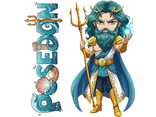 Poseidon Pelagaios Mythkins™ Vinyl Sticker – Greek God of the Sea | Waterproof & UV-Proof - Sticker / Mini