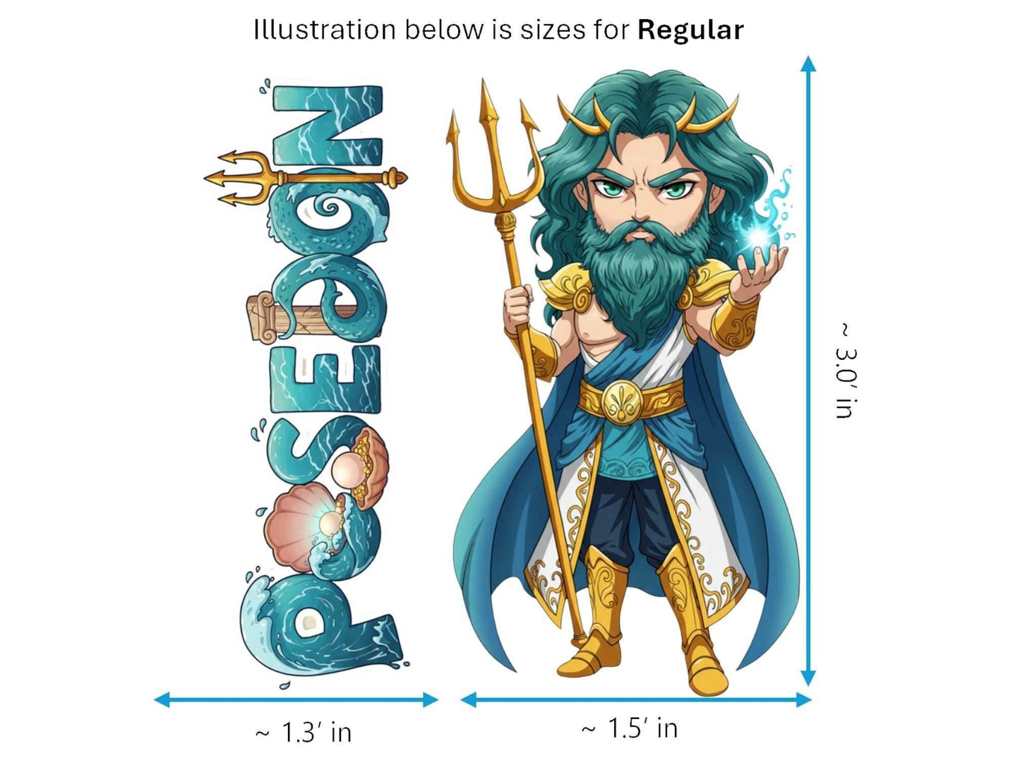 Poseidon Pelagaios Mythkins™ Vinyl Sticker – Greek God of the Sea | Waterproof & UV-Proof - Sticker / Regular