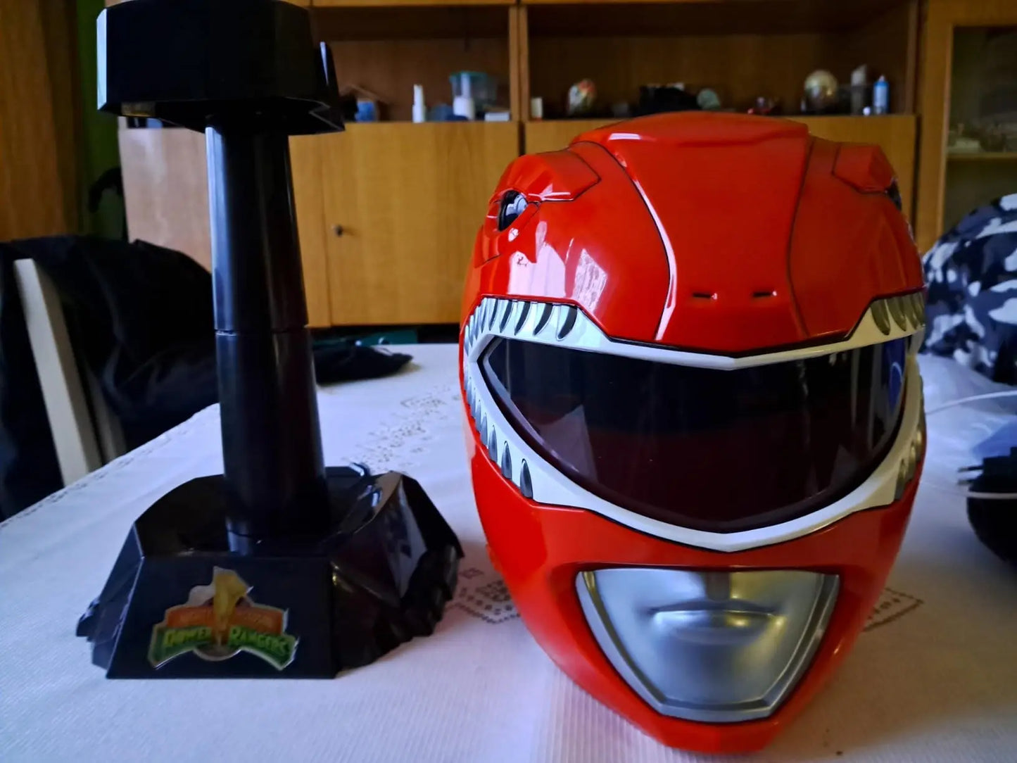 Power Rangers Red Ranger Helmet with Display Stand