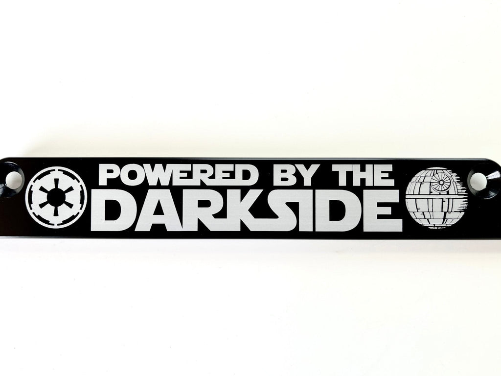 Powered By The Darkside Billet Aluminum License Plate Frame