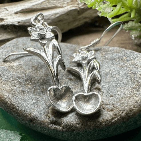 Welsh Daffodil Love Spoon Earrings - 