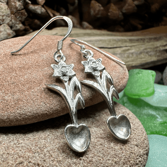 Welsh Daffodil Love Spoon Earrings - 