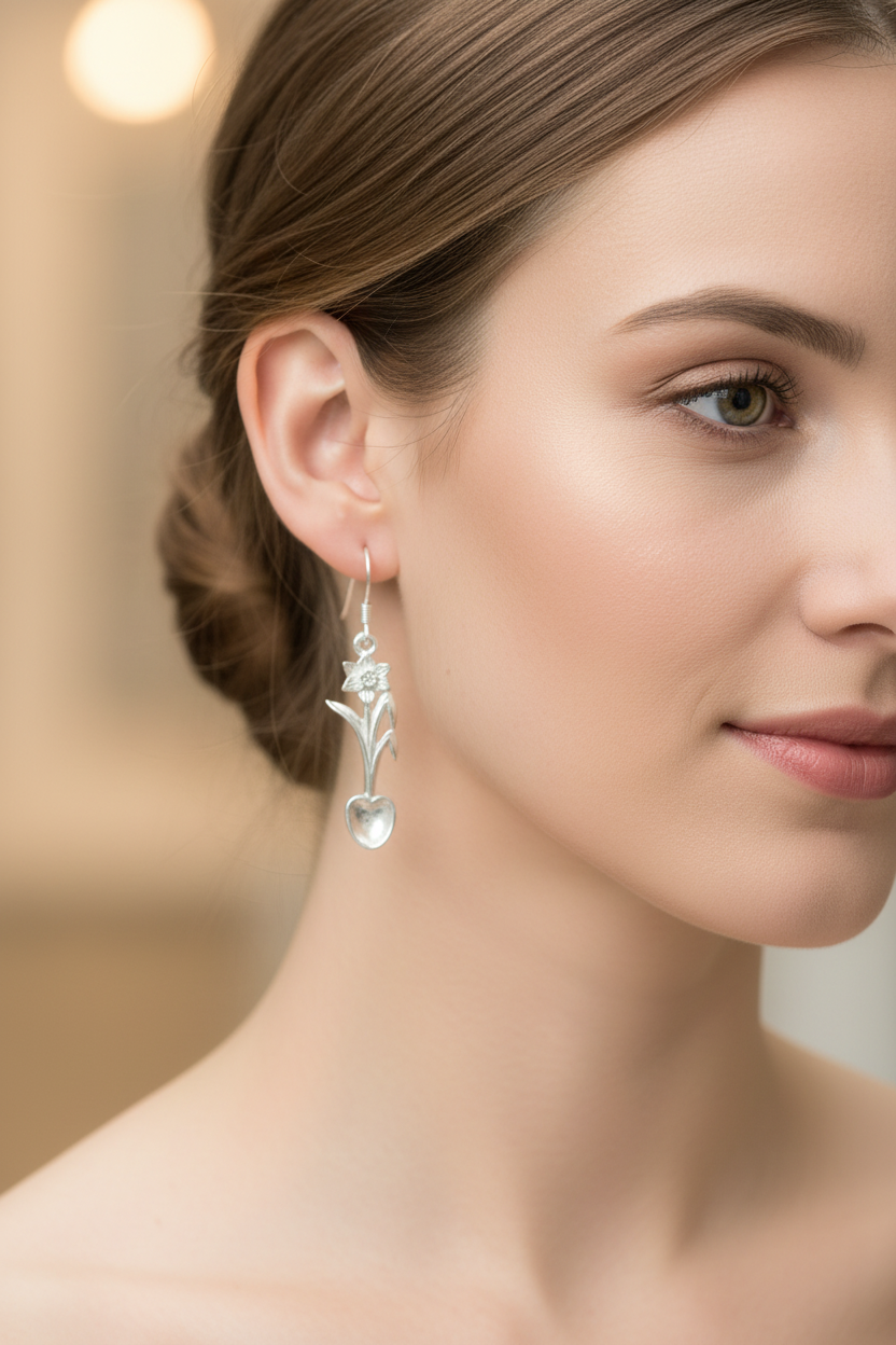 Welsh Daffodil Love Spoon Earrings