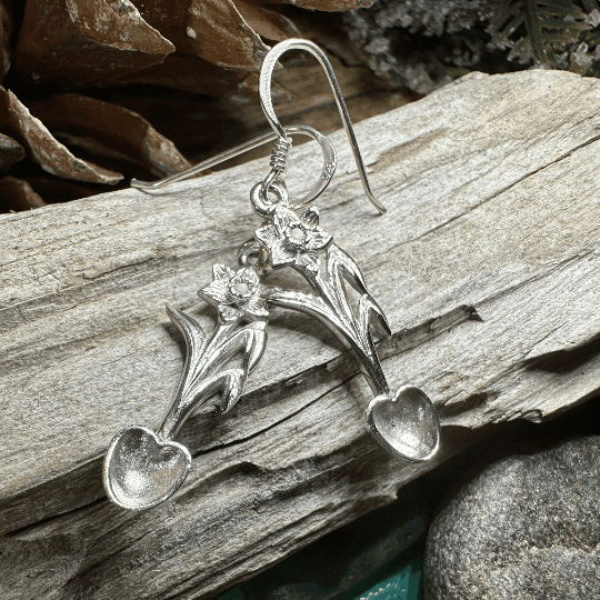 Welsh Daffodil Love Spoon Earrings - 