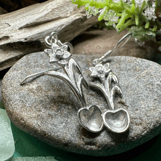 Welsh Daffodil Love Spoon Earrings - 