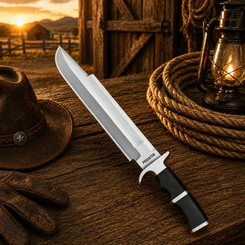 Predator Bowie Knife 5160 Spring Steel with Leather Sheath