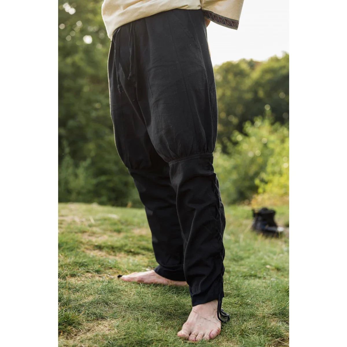Premium Black Viking Pants | Authentic Cut with Leg Lacing