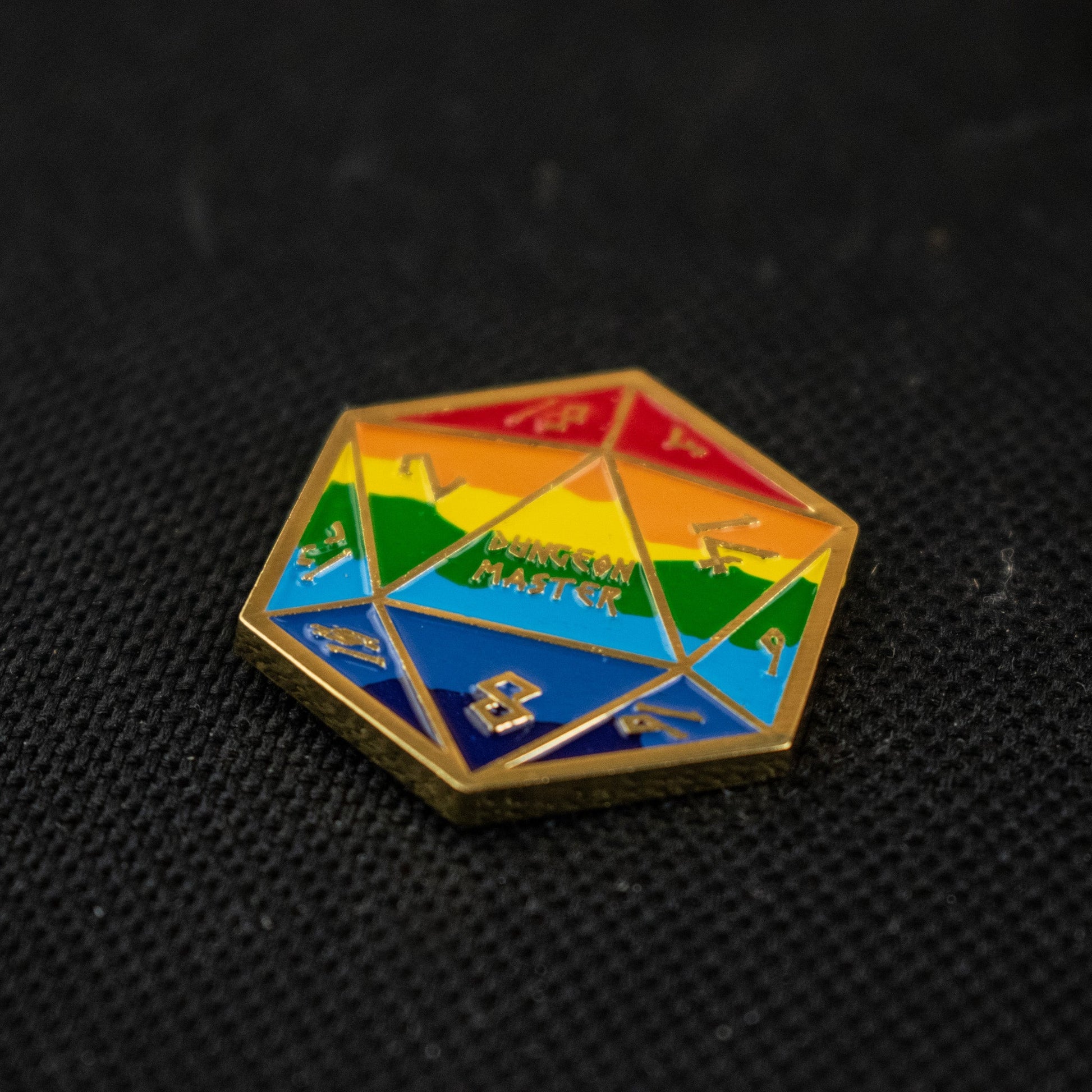 Pride and Gold Rainbow D20 Pin