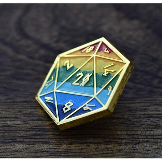 Fierté et or arc-en-ciel D20 Badge