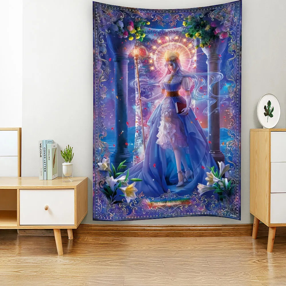 Priestess Princess Magic Witchcraft Wall Hanging Tapestry Art Deco Blanket Curtain Hanging Home Bedroom Living Room Decor