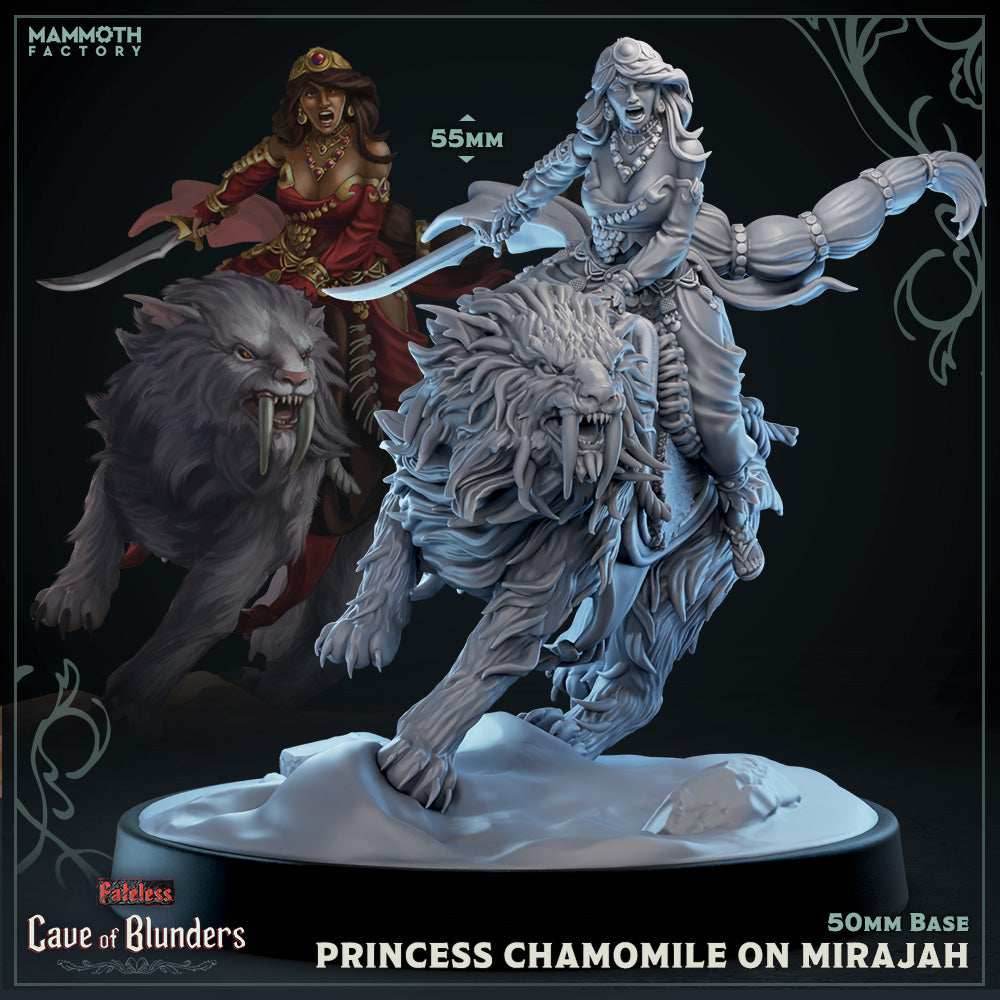 Princess Chamomile on Mirajah (Female Human Assassin with Tiger Mount) - 