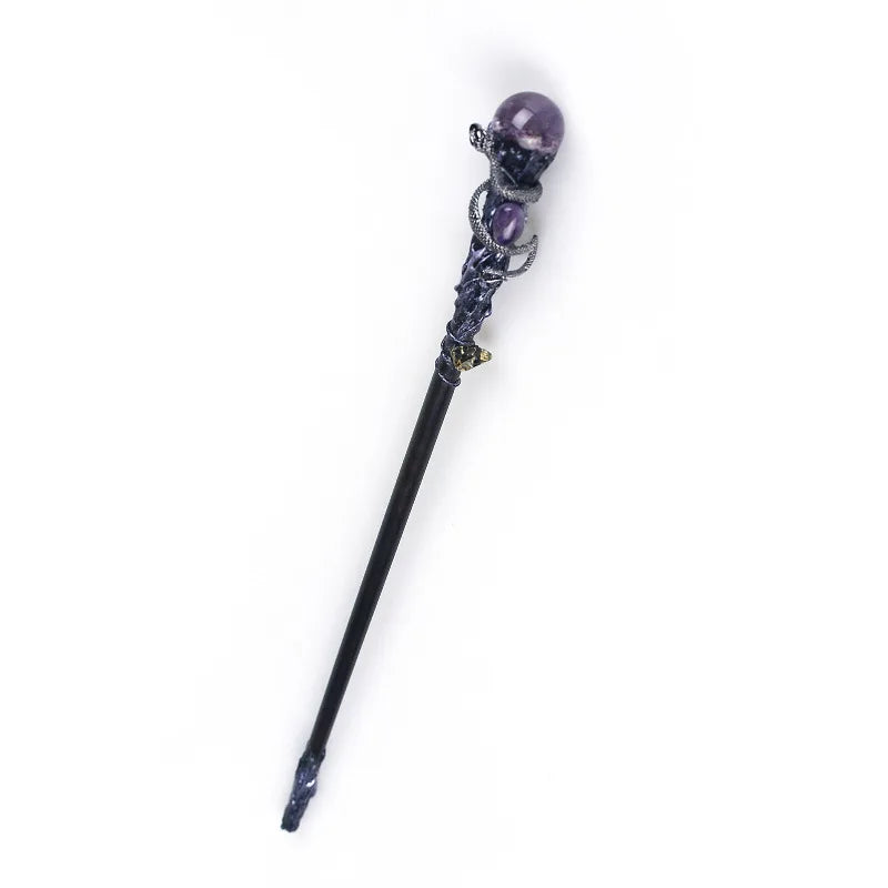 Princess Fairy Magic Wands Natural Crystal Magic Wand Amethys Blue sandstone Witchcraft Wizard Home Decor Handmade Witchy Decor