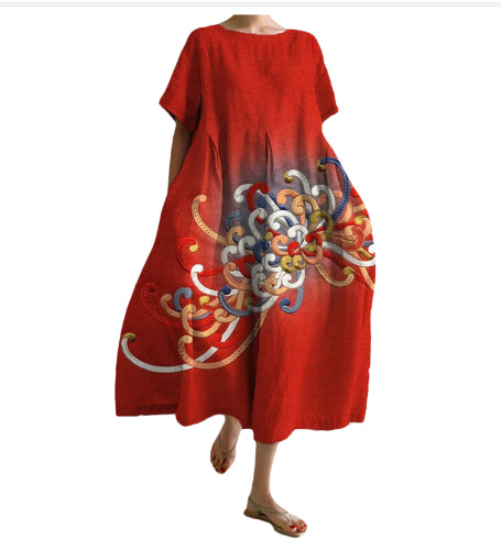 Printed Halloween Casual Plus Size Women's Dress