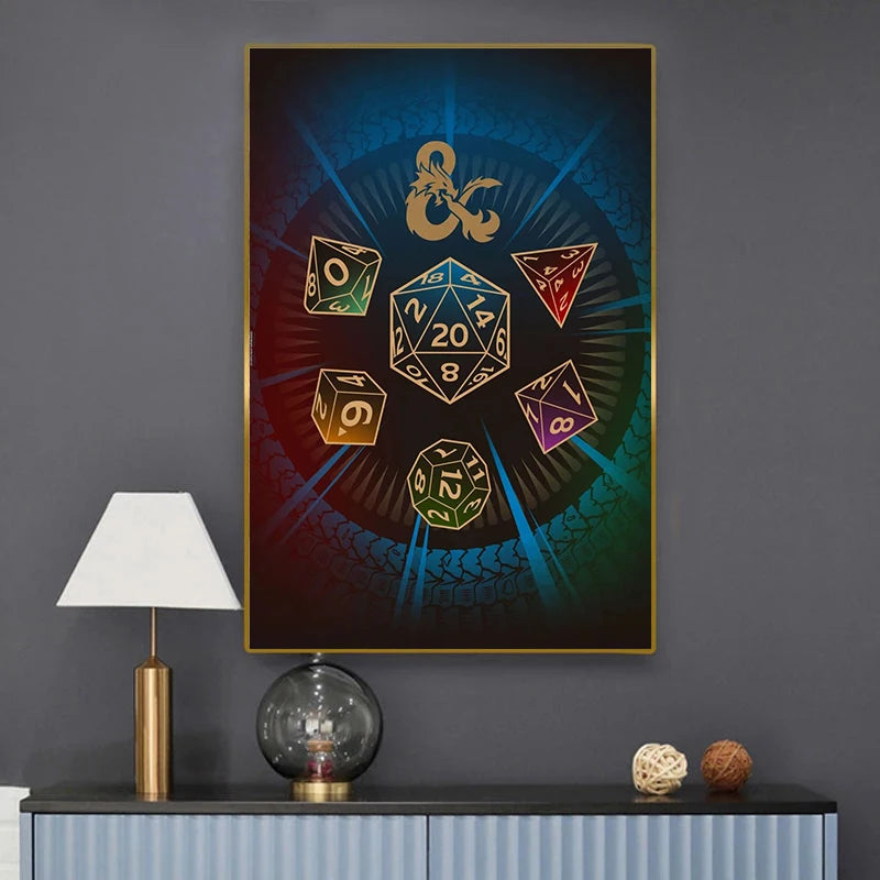 Prints Dungeons and Dragons Card Canvas Painting Posters and Prints Wall Artist's Home Decoration Game Room Decoration Picture