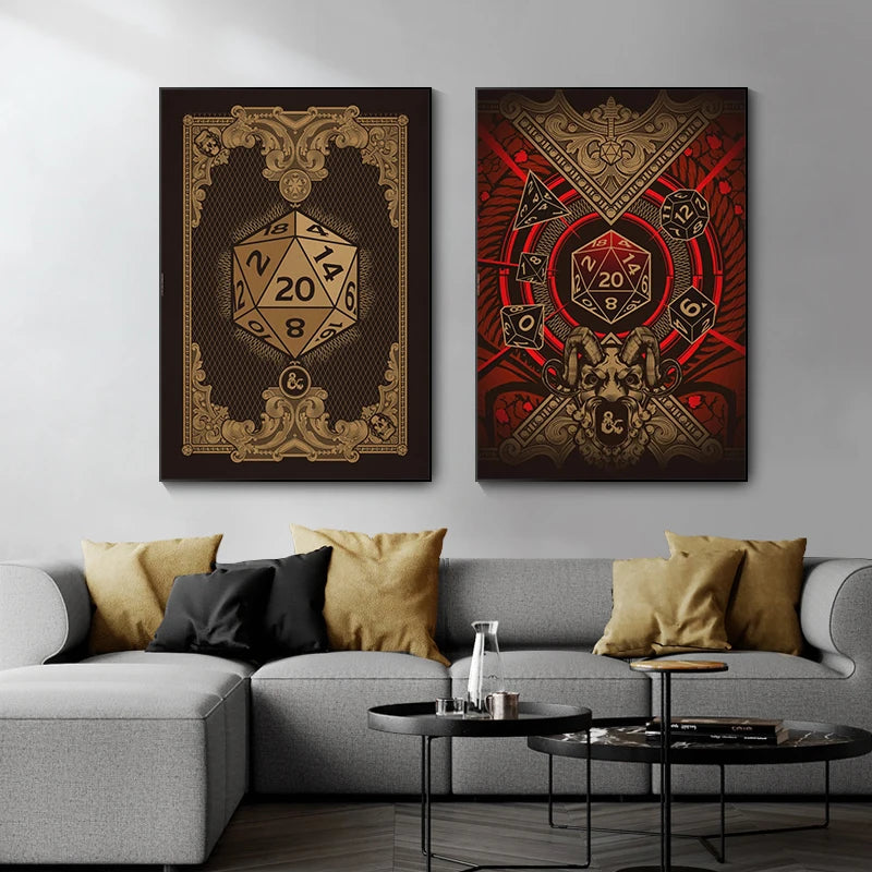 Prints Dungeons and Dragons Card Canvas Painting Posters and Prints Wall Artist's Home Decoration Game Room Decoration Picture