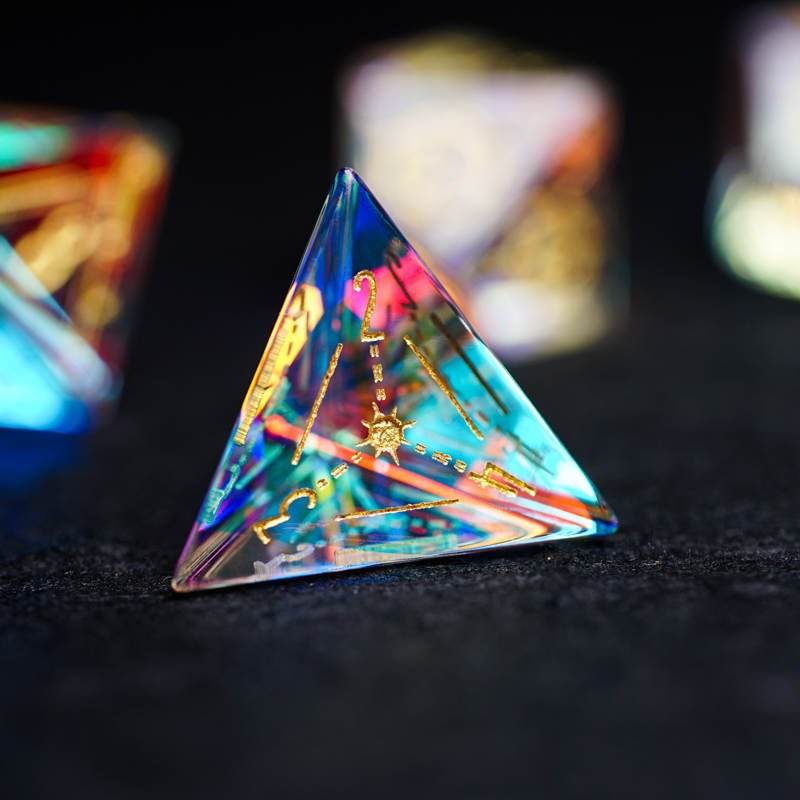 Prismatic Rainbow Glass Gemstone Dice Set - 