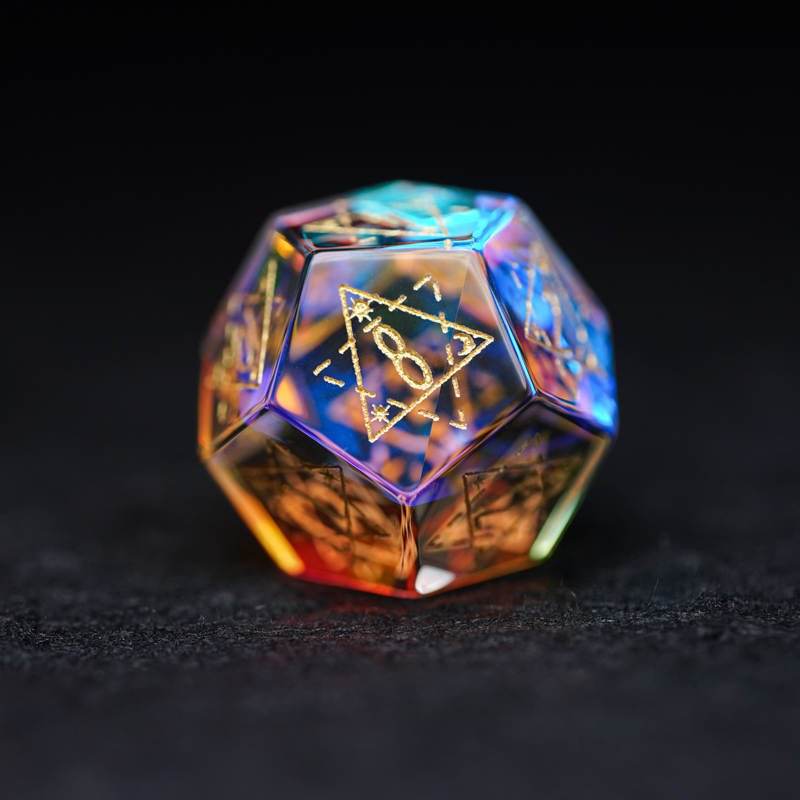Prismatic Rainbow Glass Gemstone Dice Set - 