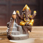Ganesha Elephant Backflow Backflow Incense Burner - Golden
