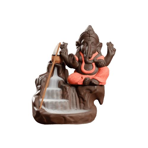 Ganesha Elephant Backflow Backflow Incense Burner - Golden