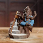 Ganesha Elephant Backflow Backflow Incense Burner - Blue