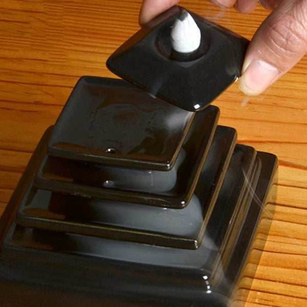 Pyramid Temple Backflow Incense Burner - Black