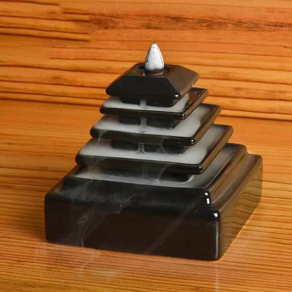 Pyramid Temple Backflow Incense Burner - Black