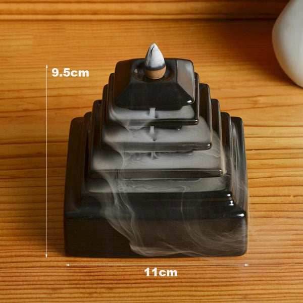 Pyramid Temple Backflow Incense Burner - Black