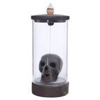 Immortal Skull Backflow Glass Incense Burner With LED - Brown