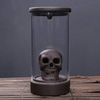 Immortal Skull Backflow Glass Incense Burner With LED - Brown