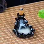 Lotus Leaf Waterfall Backflow Incense Burner - Black