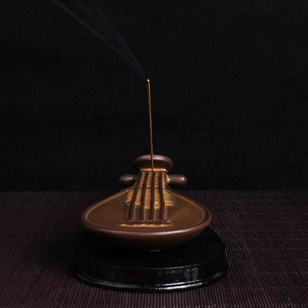 Handmade Pipa Incense Stick Holder - Brown