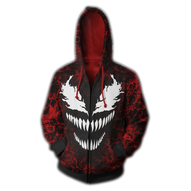 Popular Marvel movie venom 3D Printed Hoodies Men Women Spiderman Hooded Sweatshirts hip hop Zipper Pocket Jackets-7