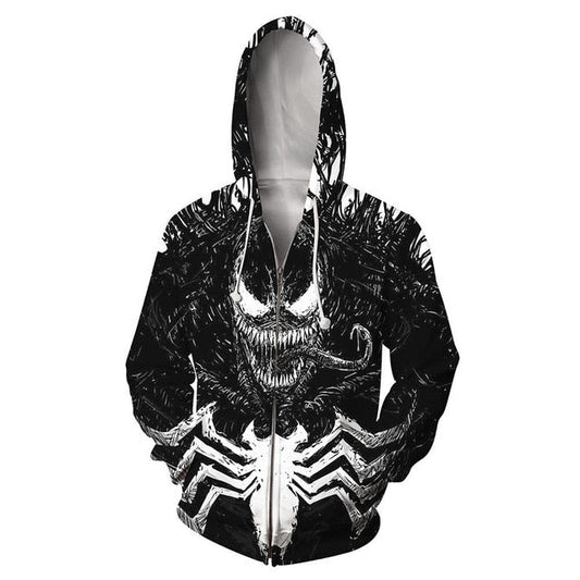 Popular Marvel movie venom 3D Printed Hoodies Men Women Spiderman Hooded Sweatshirts hip hop Zipper Pocket Jackets-0