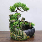 Feng Shui Bonsai Waterfall Indoor Fountain With Fog & LED - Green / US