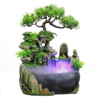 Feng Shui Bonsai Waterfall Indoor Fountain With Fog & LED - Green / US