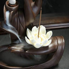 Lotus Of Life Flower Waterfall Backflow Incense Burner - Brown
