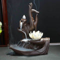 Lotus Of Life Flower Waterfall Backflow Incense Burner - Brown