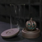 Halloween Pumpkin Color Changing Windproof Backflow Incense Burner With LED Light - 