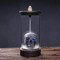 Immortal Skull Backflow Glass Incense Burner With LED - Brown